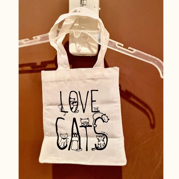 Meow Small Tote Canvas Bag Love the Cats Very Cute! - Picture 9 of 11